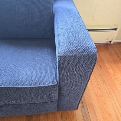 Sale Photo Thumbnail #82: Contemporary Blue Textured Fabric Sofa