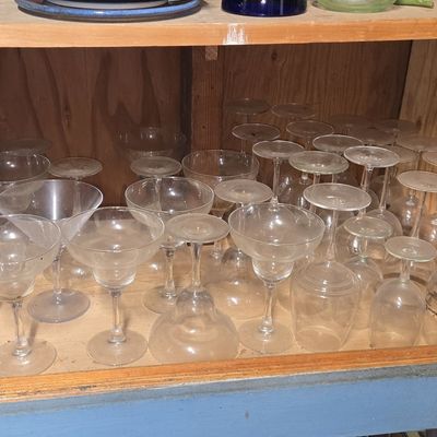 Sale Photo Thumbnail #428: Assorted Vintage Stemware Collection - Margarita, Coupe, and Wine Glasses