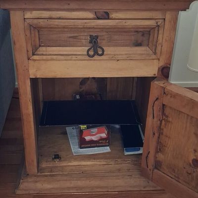 Sale Photo Thumbnail #140: Rustic Mexican Pine Nightstand with Iron Pulls