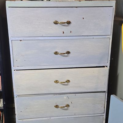 Blue Painted French Provincial Highboy Dresser