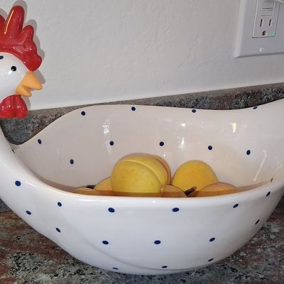 Ceramic Polka Dot Chicken Serving Bowl