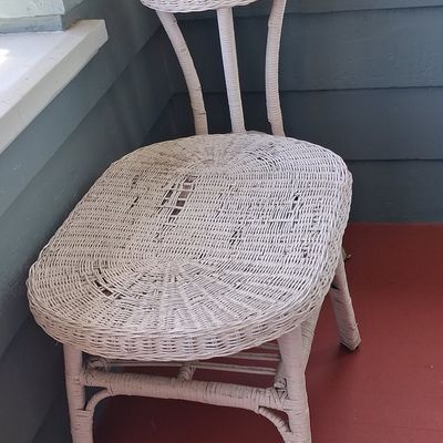 Vintage Wicker Vanity Stool