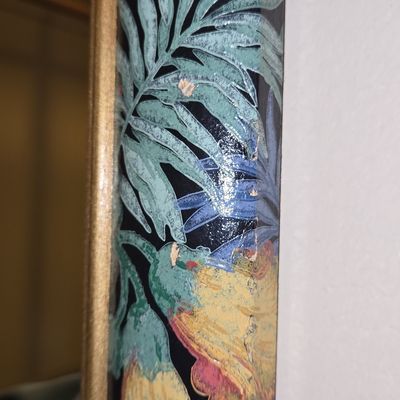 Decoupage Floral Wall Mirror with Gold Trim