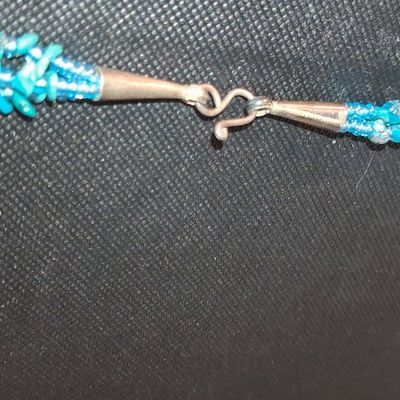 Sale Photo Thumbnail #214: Multi-Strand Turquoise and Red Coral Necklace with Sterling Silver Cones