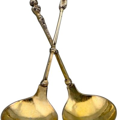 Pair Of Continental Gilt Silver Apostle Spoons