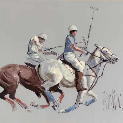 Mark King (1931-1914), Polo Players, Mixed Media On Paper