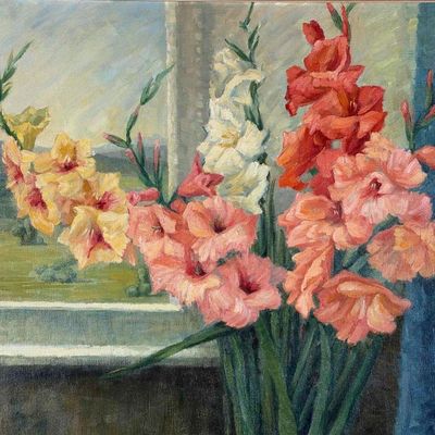 Gertrude Knopp (American, 20th C.), Still Life With Gladiolus, Oil On Canvas
