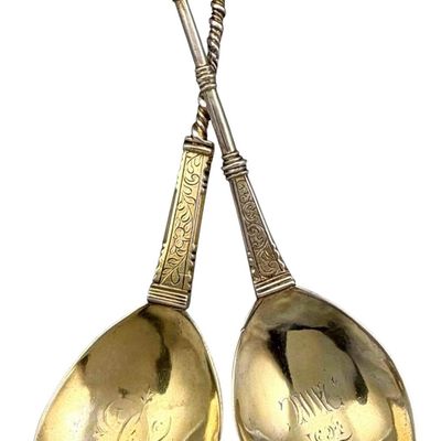 Two Continental Gilt Silver Apostle Spoons