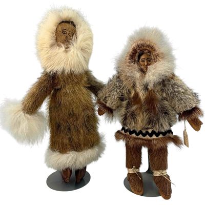 Two Vintage Alaskan Fur-Dressed Dolls
