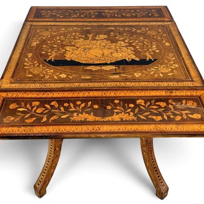 Continental Marquetry Expanding Games Or Tea Table