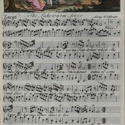 James Oswald Engraved Song Sheet, The Lukewarm Lover, 18th C.