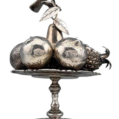 Portuguese 10 Dinheiros Silver Figural Paliteiro, 19th Century