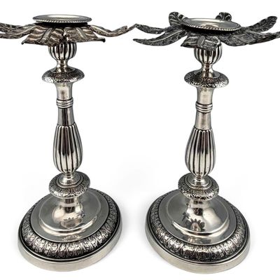 Johann Wilhelm Ludwig, Pair Of Russian Silver Candlesticks, 1832