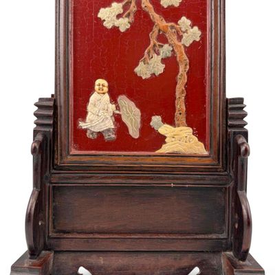 Antique Chinese Inlaid Table Screen