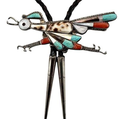 Zuni Sterling Silver Roadrunner Bolo Tie