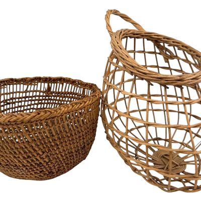 Two Hupa/Yurok Native American Openwork Baskets