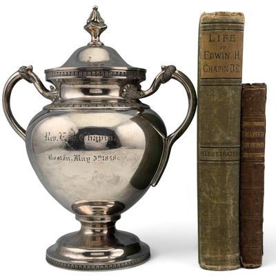Abolitionist Edwin H. Chapin Coin Silver Presentation Urn and Books