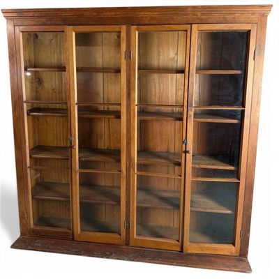 Antique Glazed Bookcase Or Display Cabinet