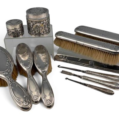 Sterling Silver Eleven Piece Vanity Set
