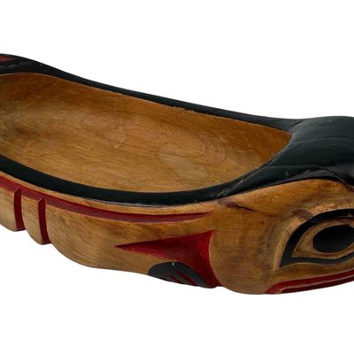 Northwest Coast Carved Wood Otter Feast Bowl