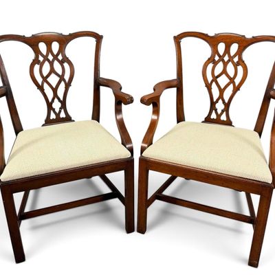 Pair George III Style Mahogany Arm Chairs