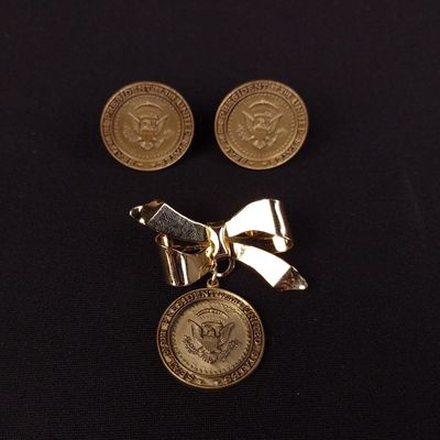 Nixon Presidential Seal Cufflinks & Bow Brooch