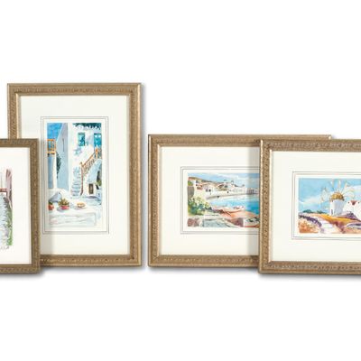 4 Framed Scenic Watercolors