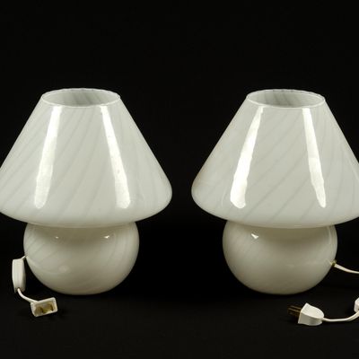 Vintage Murano Art Glass Mushroom Lamps