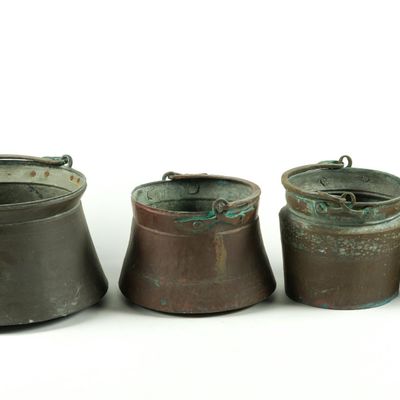 4 Antique Copper Pots or Cauldrons