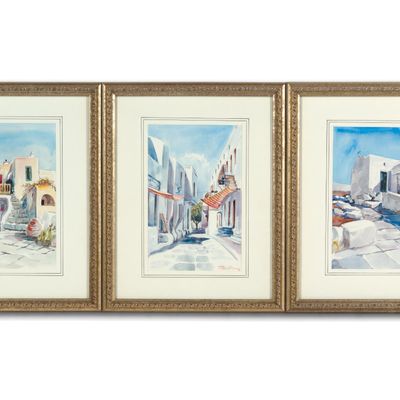3 Framed Scenic Watercolors