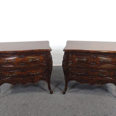 Fremarc Designs French Provincial Style Bombe Nightstands