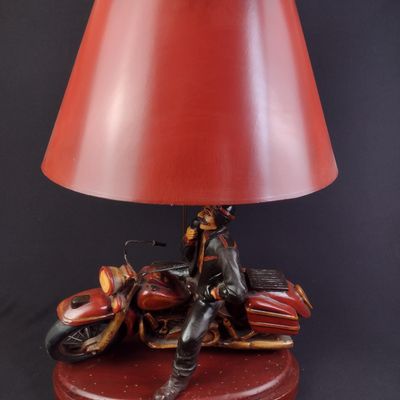 Motorcycle Rider Figural Novelty Lamp
