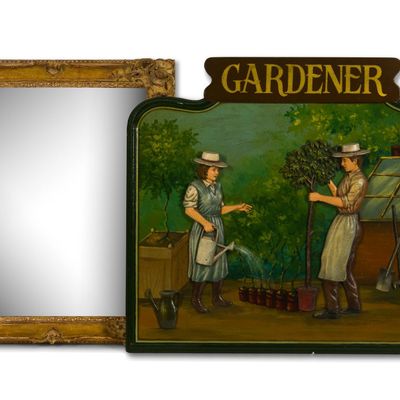 Decorative Mirror & Gardener Sign