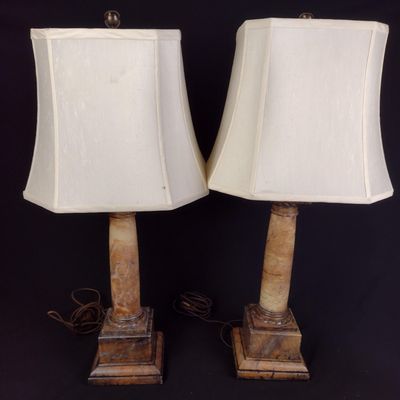 Pair of Faux Marble Base Decorative Lamps