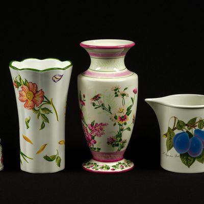 Ceramic Vases Incl. Tiffany Petals, Pitcher, and Jar
