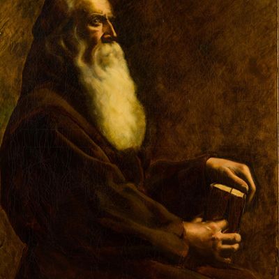 Antique Oil on Canvas Portrait of Monk