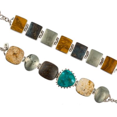 Sale Photo Thumbnail #132: 2 Sterling Silver and Gemstone Bracelets