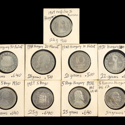 Sale Photo Thumbnail #173: Nine Uncirculated Silver Coins Hungary