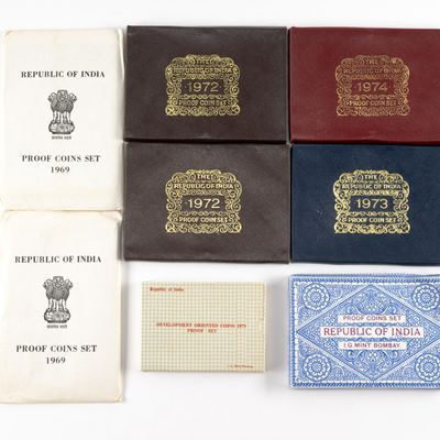 Sale Photo Thumbnail #197: Eight India Proof Sets 1970's With Silver