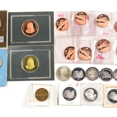 Sale Photo Thumbnail #379: Silver And Bronze Medalions And A Canada Silver Dollar