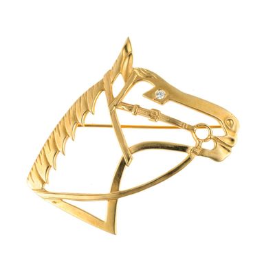 14K Gold Equestrian Horse Brooch