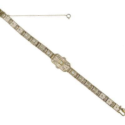 Art Deco 14K Gold and Diamond Bracelet