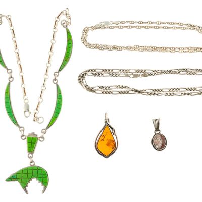 Sale Photo Thumbnail #143: Sterling Silver Chain Necklaces and Pendants