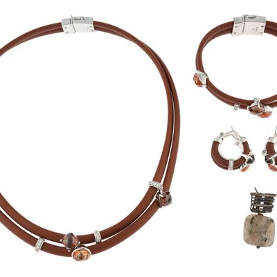 Belle Etoile Sterling Silver and Gemstone Cord Jewelry