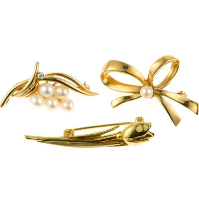 Three 14K Gold Brooches