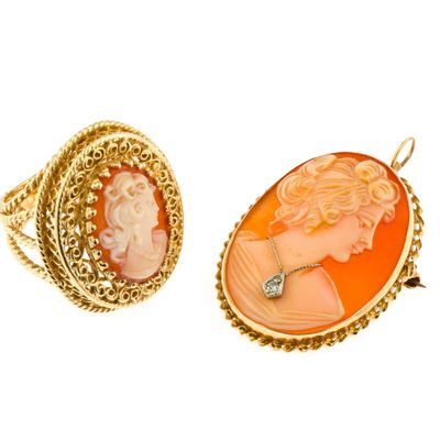 14K Gold Cameo Ring and Pendant