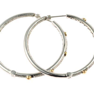 Gabriel & Co. Sterling Silver and 18K Gold Hoop Earrings
