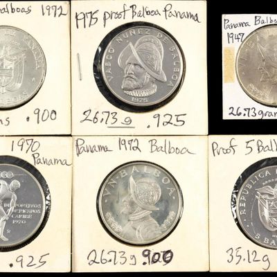 Sale Photo Thumbnail #154: Six Silver Panama Balboa Coins