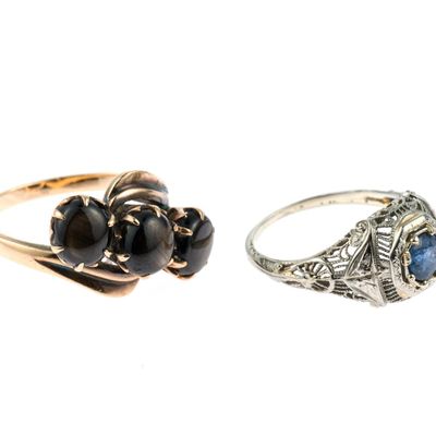 Two Vintage and Antique Gold Gemstone Rings