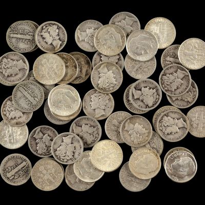 Sale Photo Thumbnail #294: Fifty Silver Roosevelt And Mercury Dimes